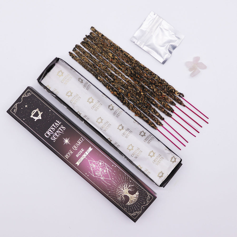 Incenso Smudge alla Rosa + Chips di Quarzo Rosa