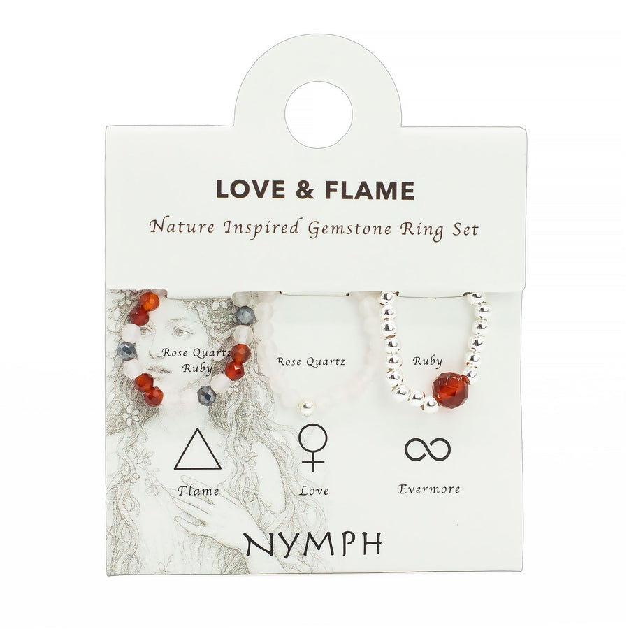 ❤️🔥 Set Anelli Spirito della Ninfa ✦ Amore & Fiamma