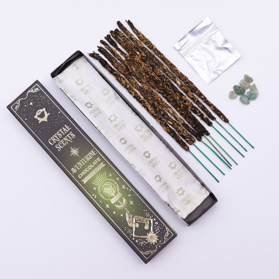 Incenso Smudge al Cioccolato con Chips di Avventurina Verde 💚 Prosperità & Abbondanza