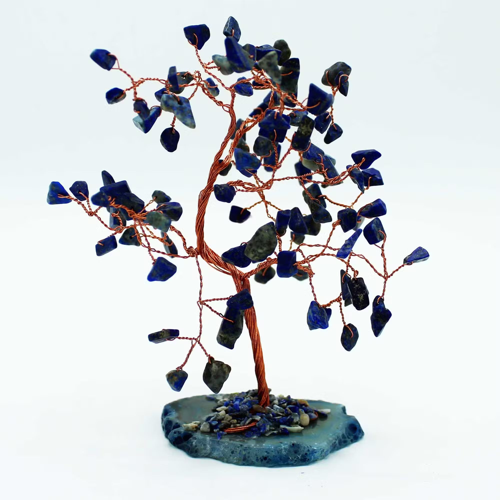 Albero di Pietre Preziose con 100 Sodalite – Base in Agata Blu – Serenità, Chiarezza Mentale e Comunicazione