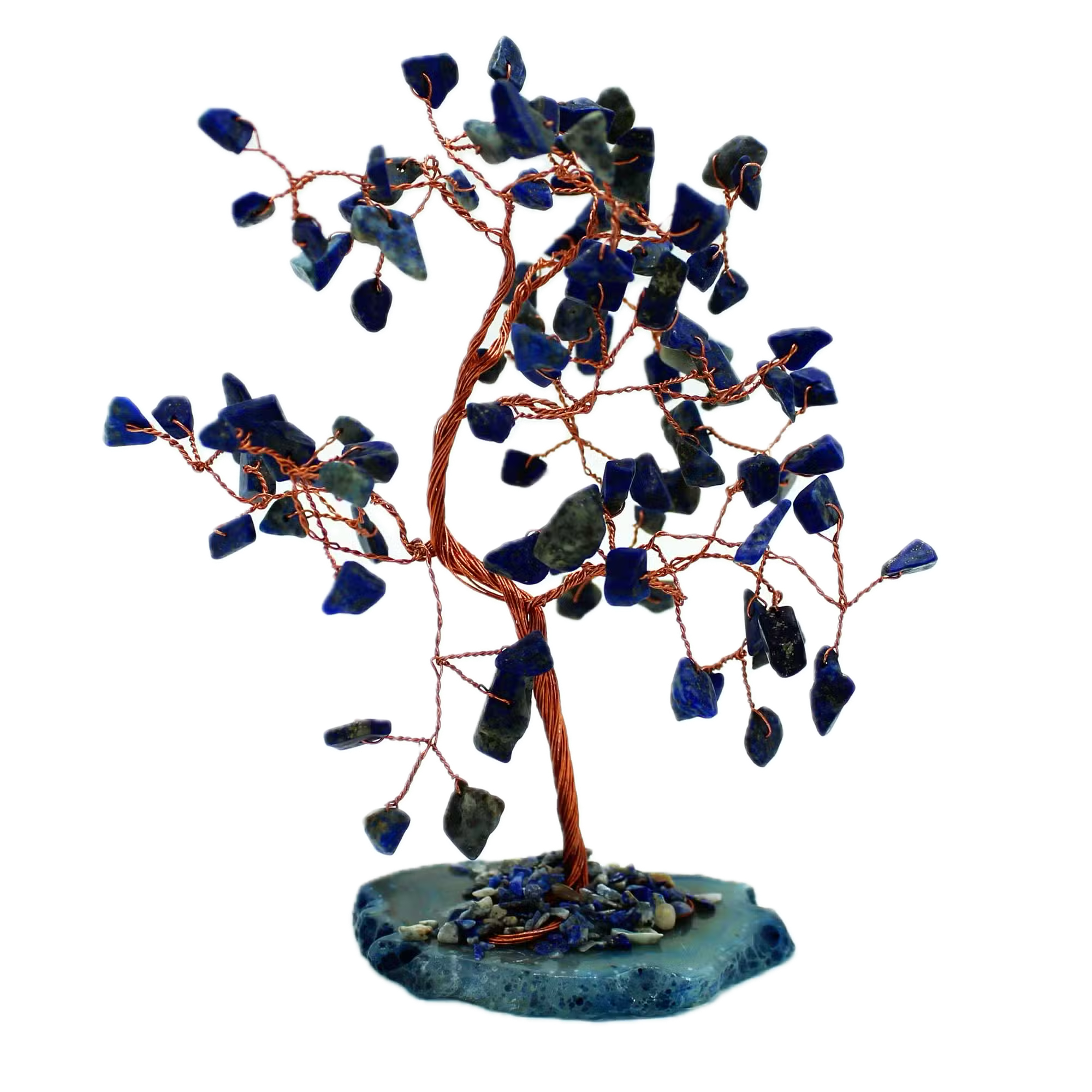 Albero di Pietre Preziose con 100 Sodalite – Base in Agata Blu – Serenità, Chiarezza Mentale e Comunicazione