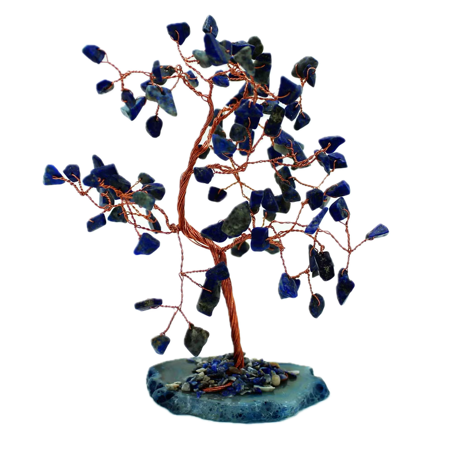 Albero di Pietre Preziose con 100 Sodalite – Base in Agata Blu – Serenità, Chiarezza Mentale e Comunicazione