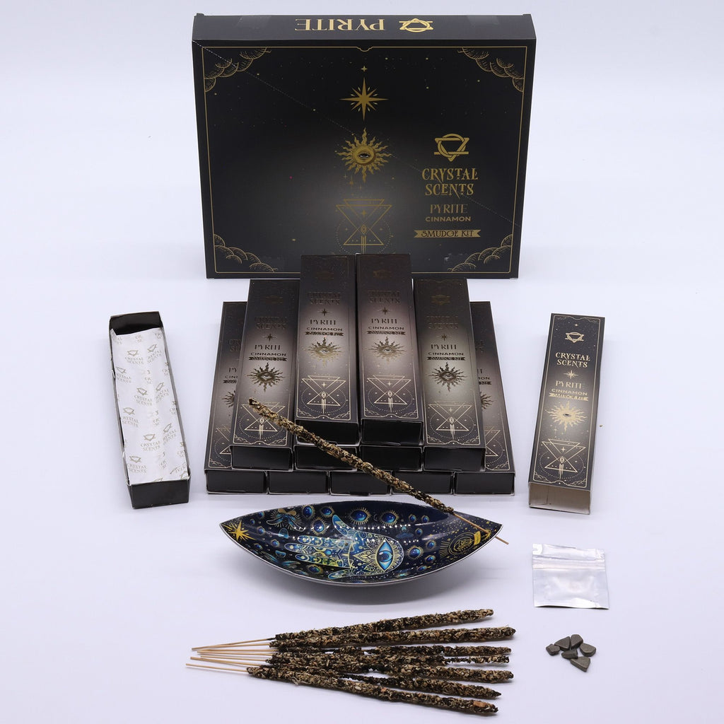 Incenso Smudge alla Cannella con Chips di Pirite 🩶 Focus & Determinazione