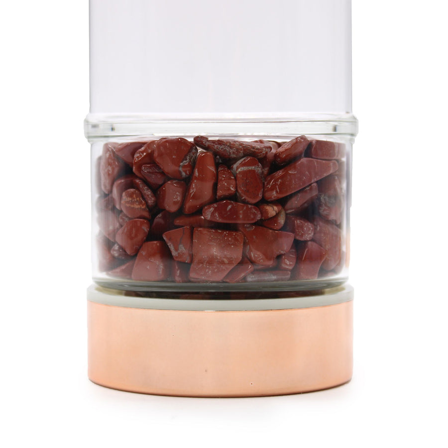 ❤️‍🔥 Elisir del Fuoco Sacro di Lilith – Bottiglia Infusore in Vetro con Cristalli di Diaspro Rosso