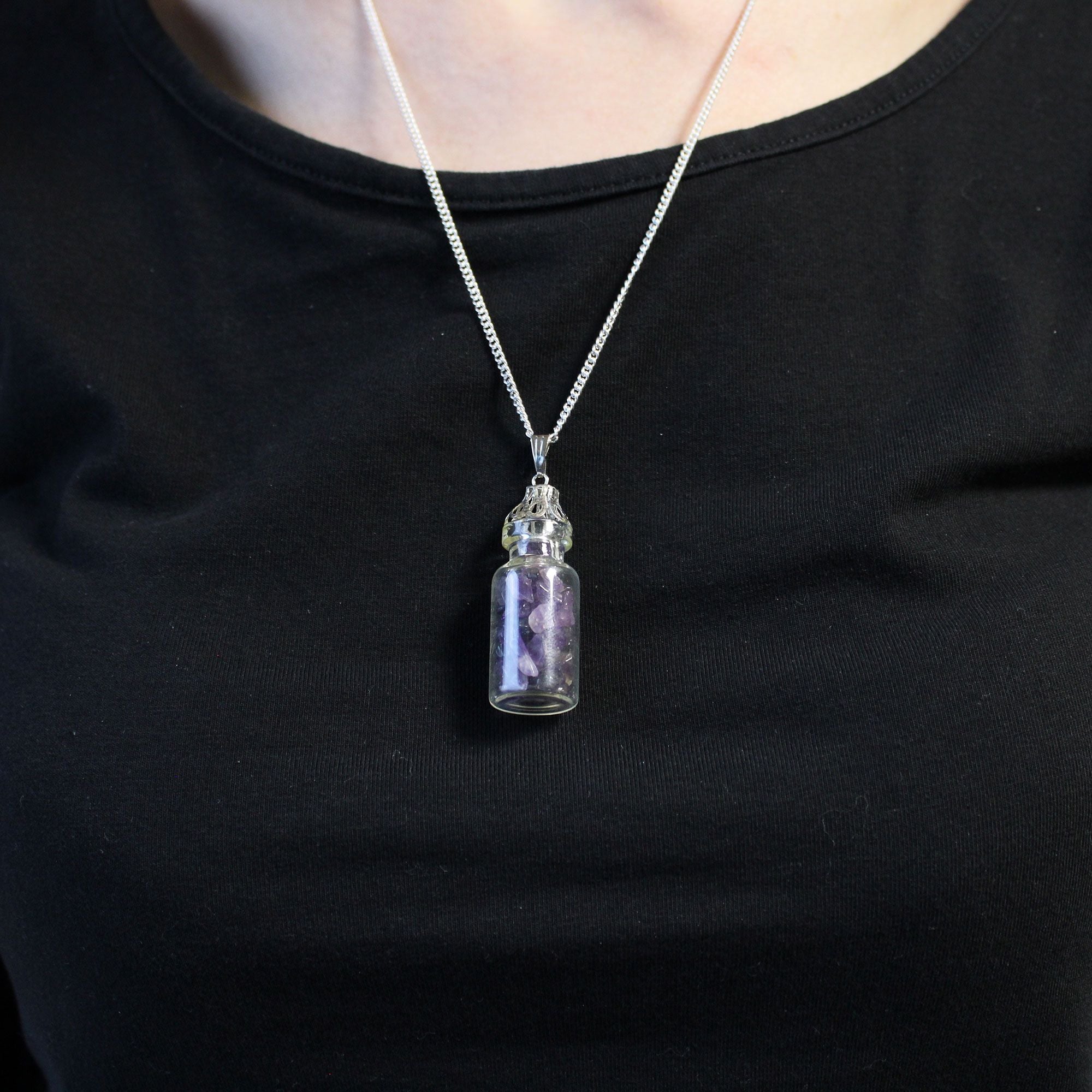 💜 Collana “Amuleto di Hekate” con Gemme di Ametista in Boccetta
