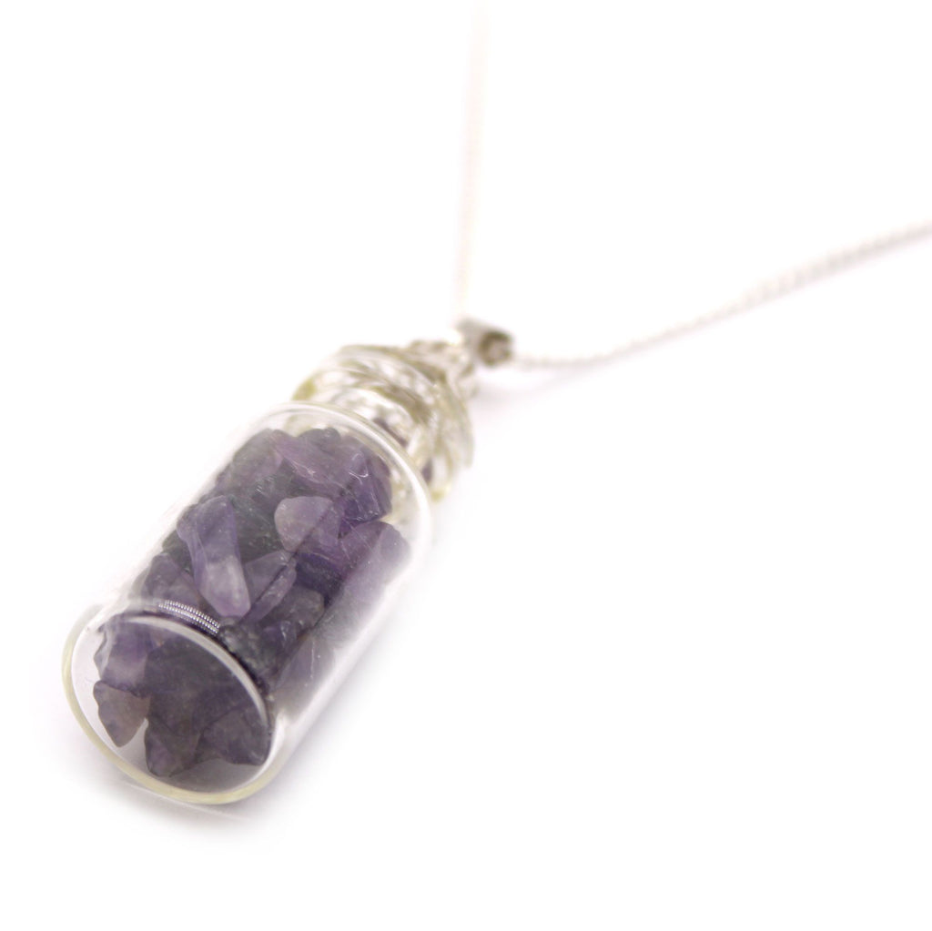 💜 Collana “Amuleto di Hekate” con Gemme di Ametista in Boccetta