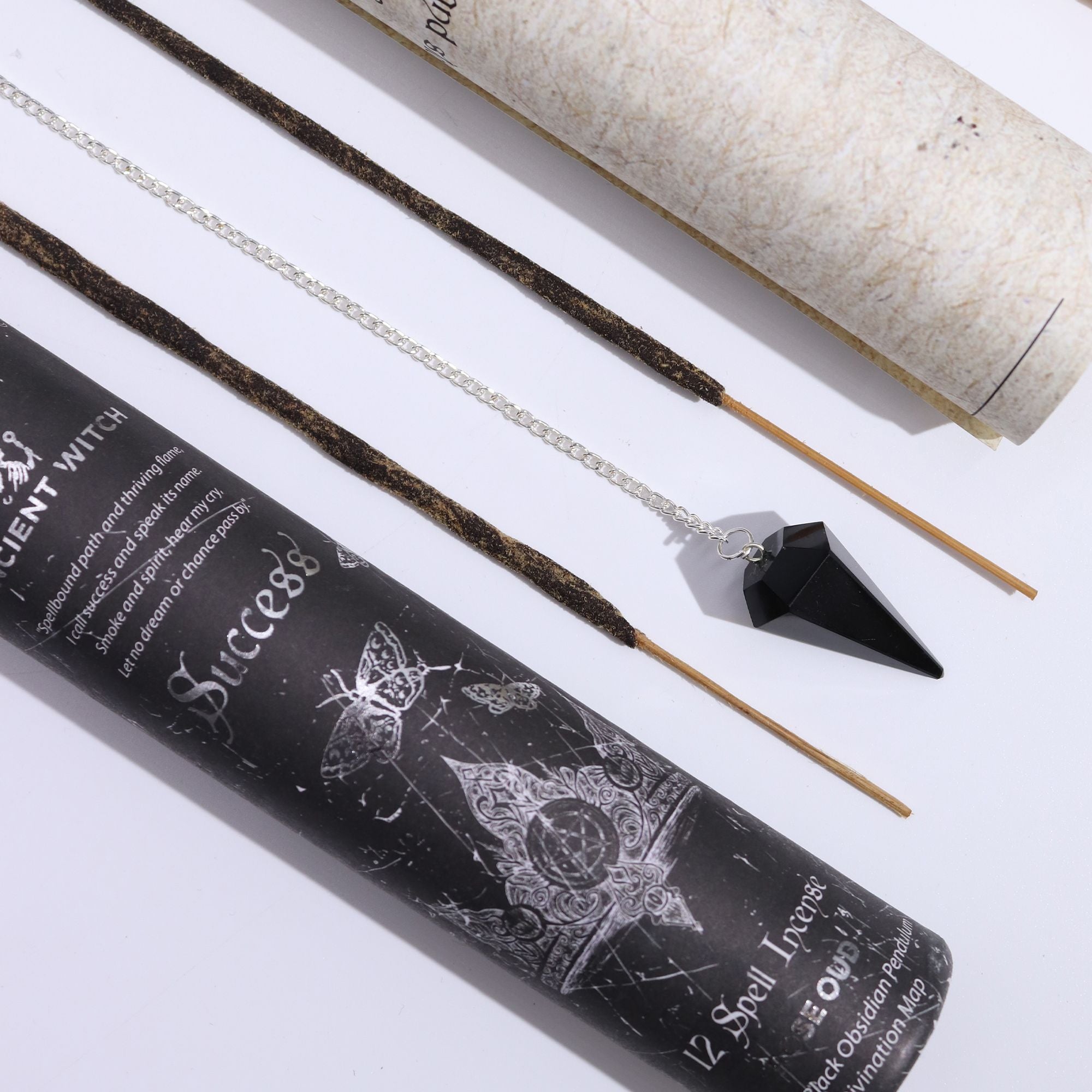 🜂 KIT DI PROTEZIONE & CHIAREZZA ANCIENT WITCH| Incenso Rituale + Pendolo in Ossidiana Nera