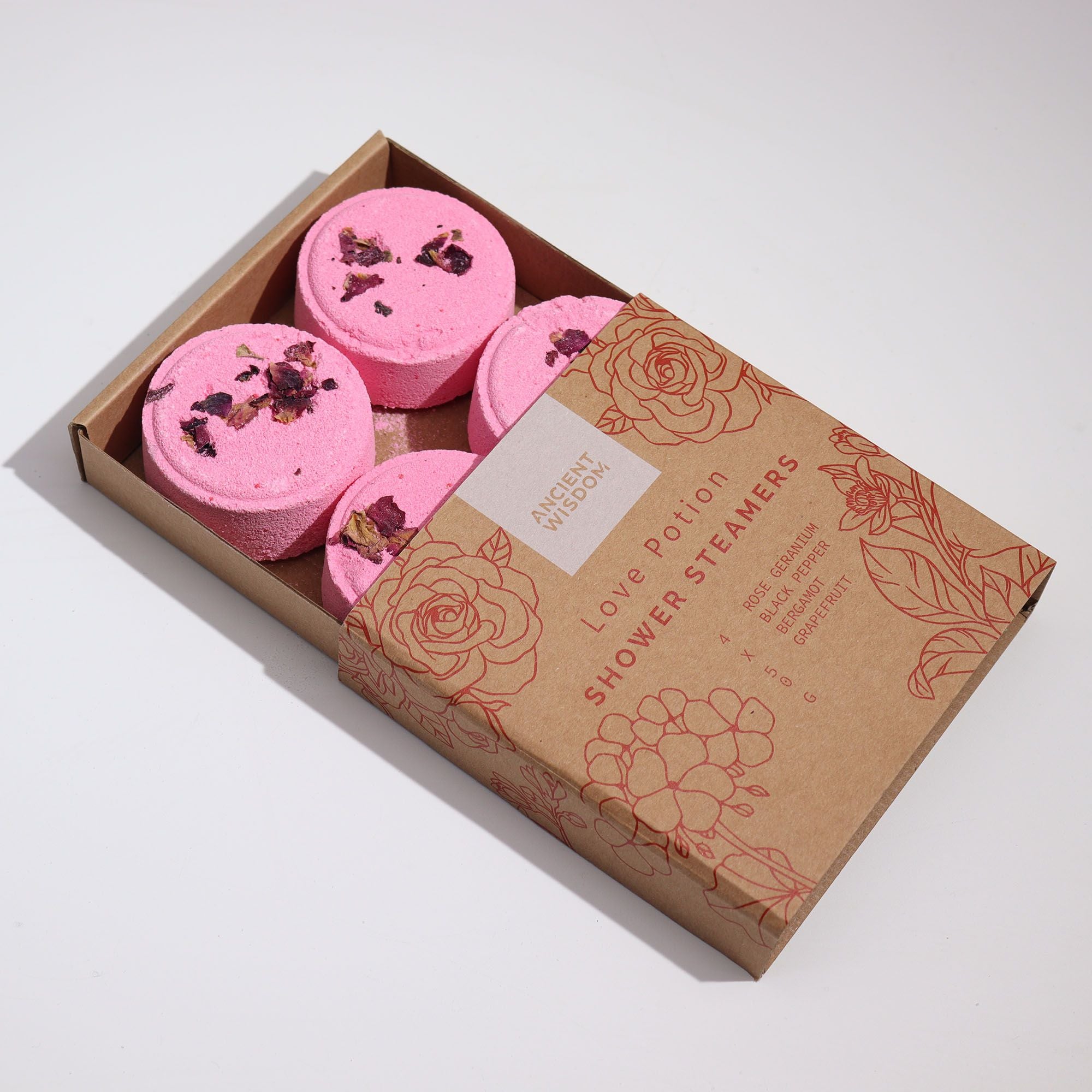 Zen Shower Steamers - Therapy Wellness Quartet - Love Potion (Pinky Red)