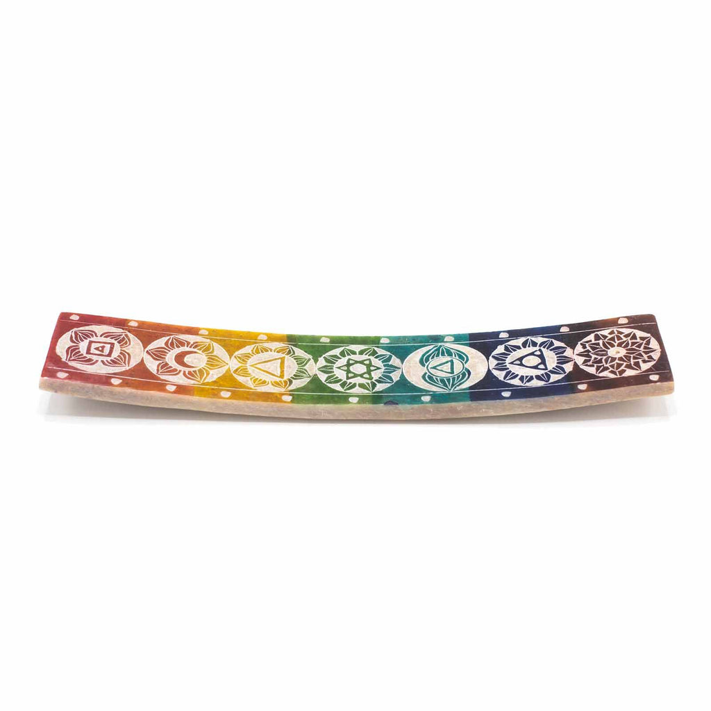 🪶 Hekate’s Balance Incense Holder – Porta Incensi in Steatite dei 7 Chakra