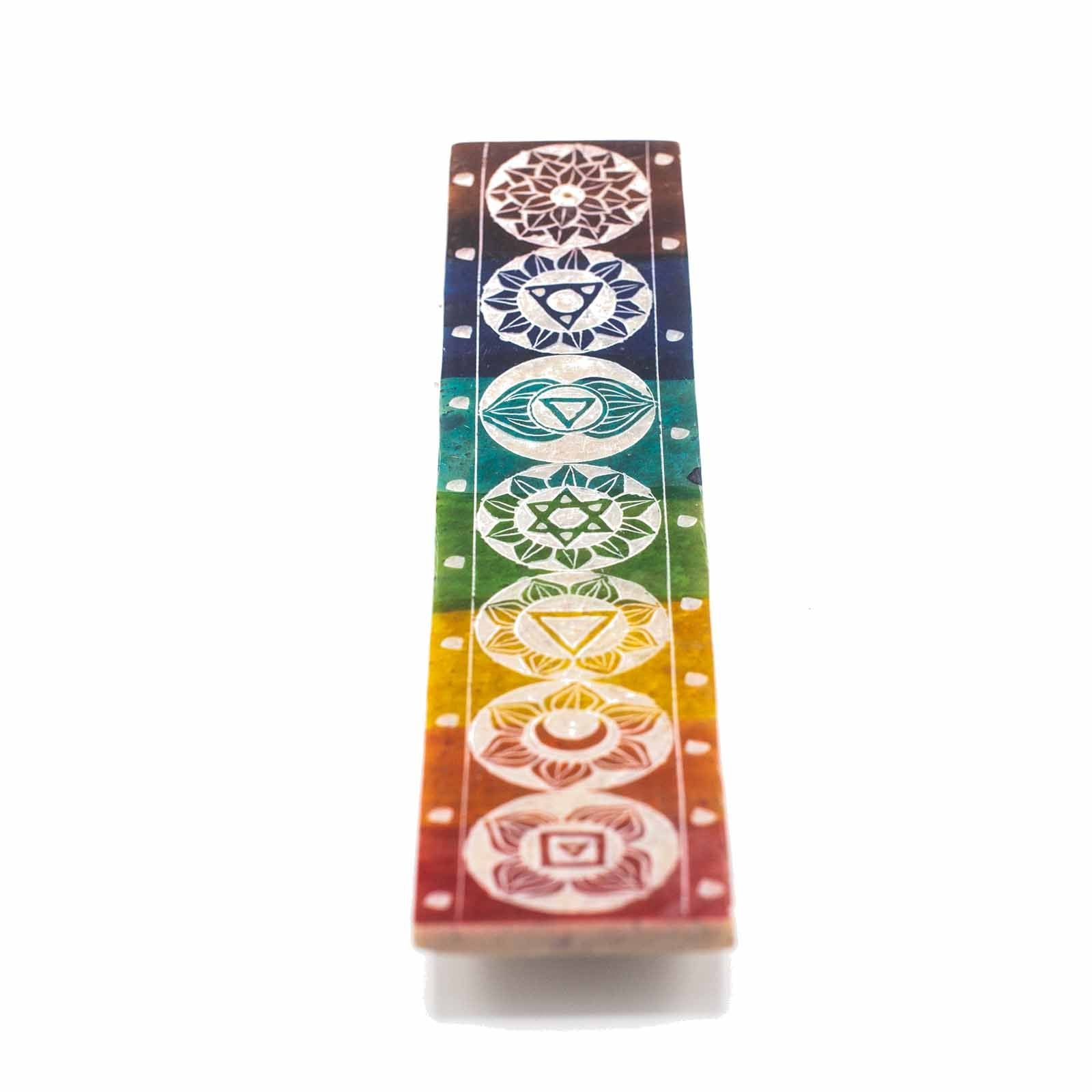 🪶 Hekate’s Balance Incense Holder – Porta Incensi in Steatite dei 7 Chakra