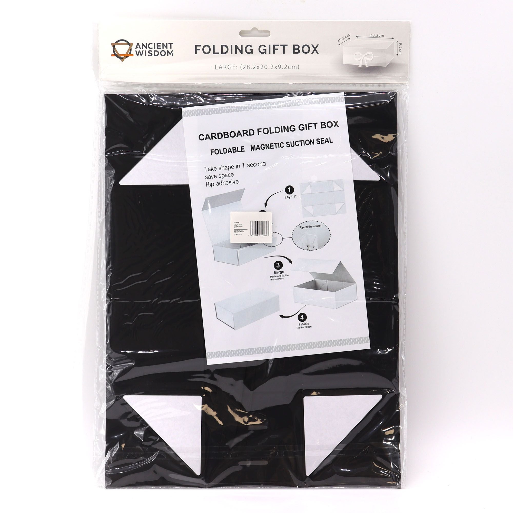 Flat Pack Gift Box - Large  (28.2x20.2x9.2cm) - Black