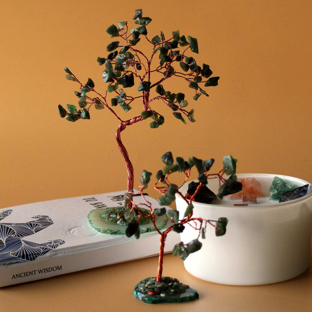 Albero di Pietre Preziose con 100 Avventurina Verde | Crescita, Prosperità e Vitalità