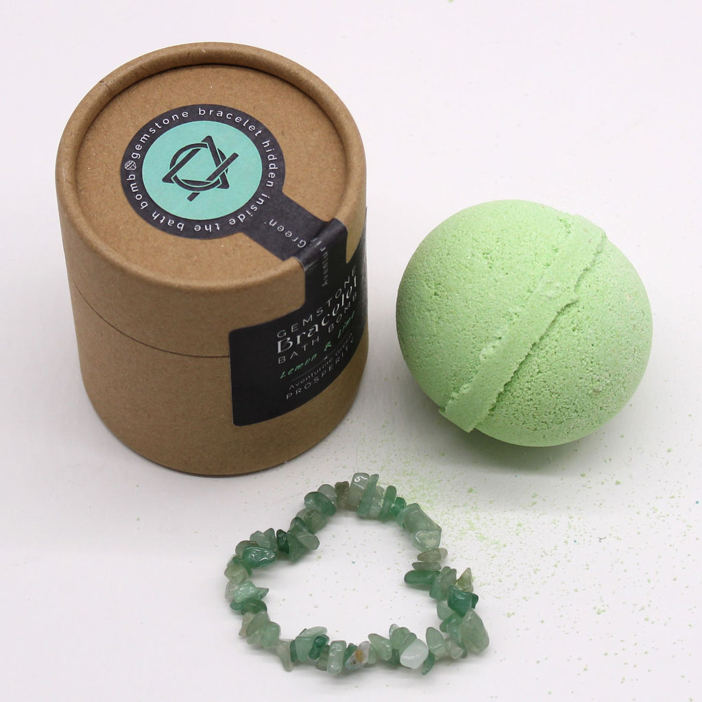 💚 “Lemon & Lime Prosperity Ritual” – Bath Bomb con Bracciale in Avventurina Verde 🍋✨