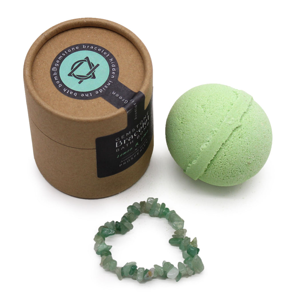 💚 “Lemon & Lime Prosperity Ritual” – Bath Bomb con Bracciale in Avventurina Verde 🍋✨