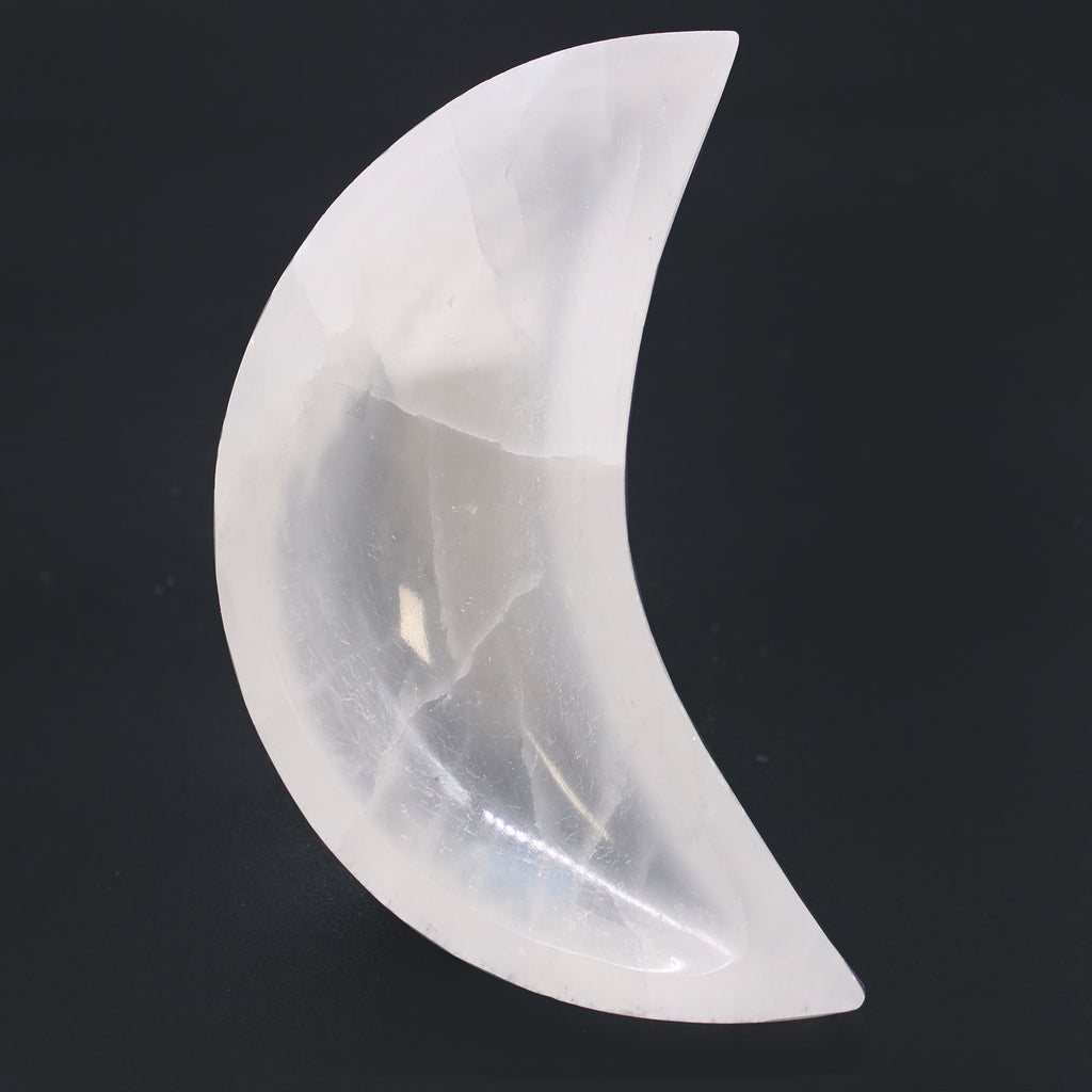 🌙 Coppa Lunare in Selenite – 15 cm “Velo di Hekate”