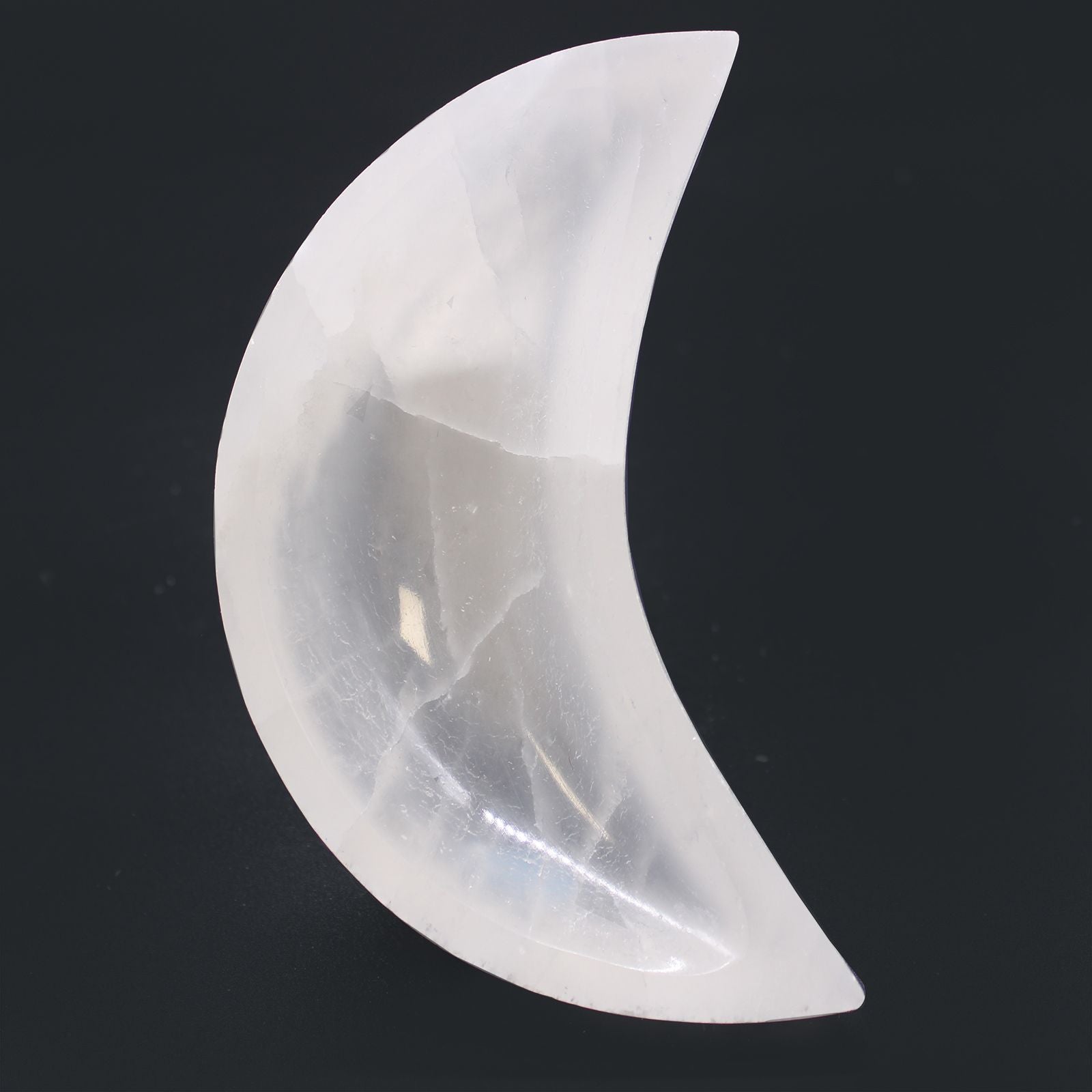 🌙 Coppa Lunare in Selenite – 15 cm “Velo di Hekate”