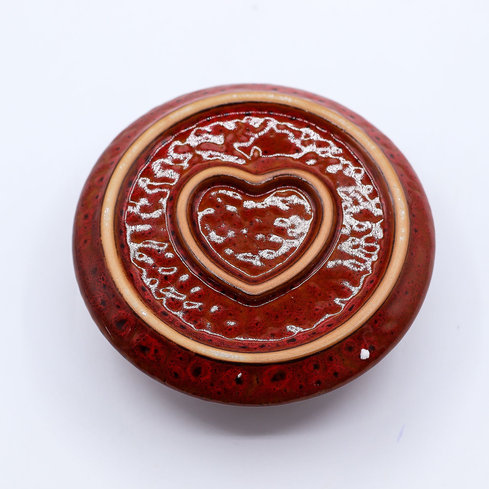 Porta palo santo, smudge e incensi Mandala - Rosso Lucido con Cuore ♥️
