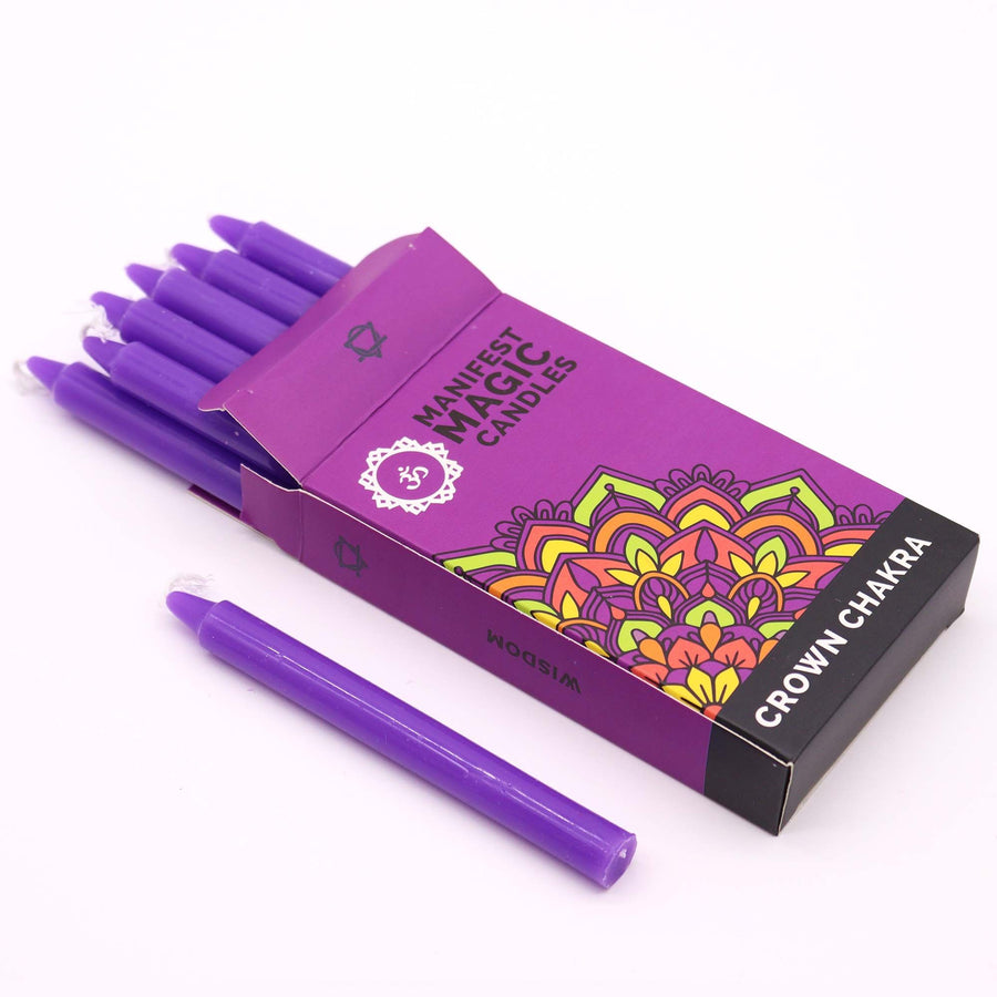 🔮 Luce di Hekate | SET DA 12 CANDELE VIOLA - Chakra della Corona & Connessione Divina
