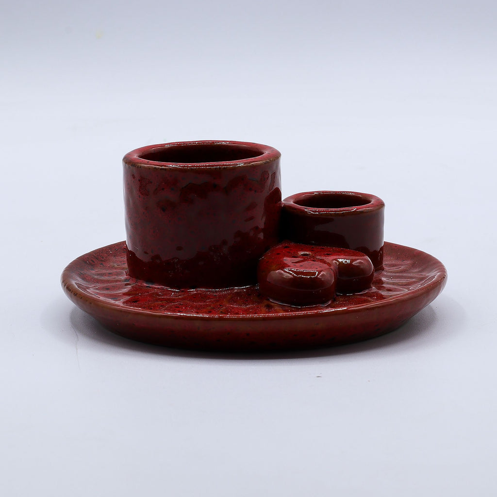 Porta palo santo, smudge e incensi Mandala - Rosso Lucido con Cuore ♥️