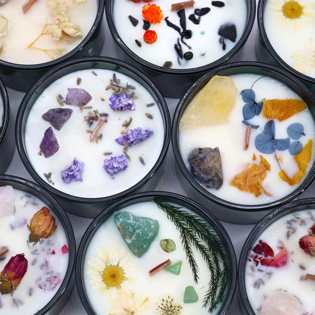 🔥 The Devil – Candela Magica con Cristalli di Agata Nera e Diaspro Rosso