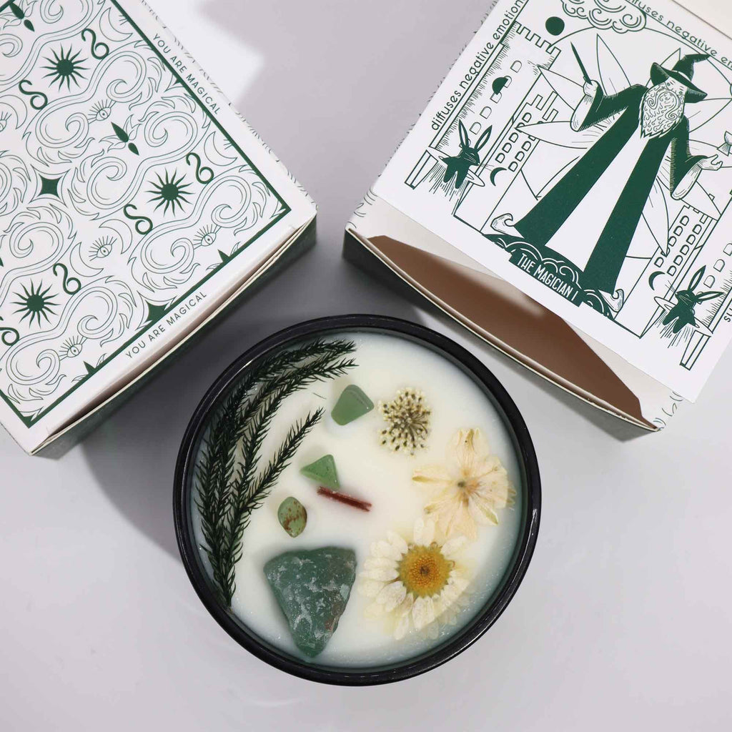 🪄 “Il Mago – Candela Magica di Hermes” – Menta Incantata e Giada Verde 💫