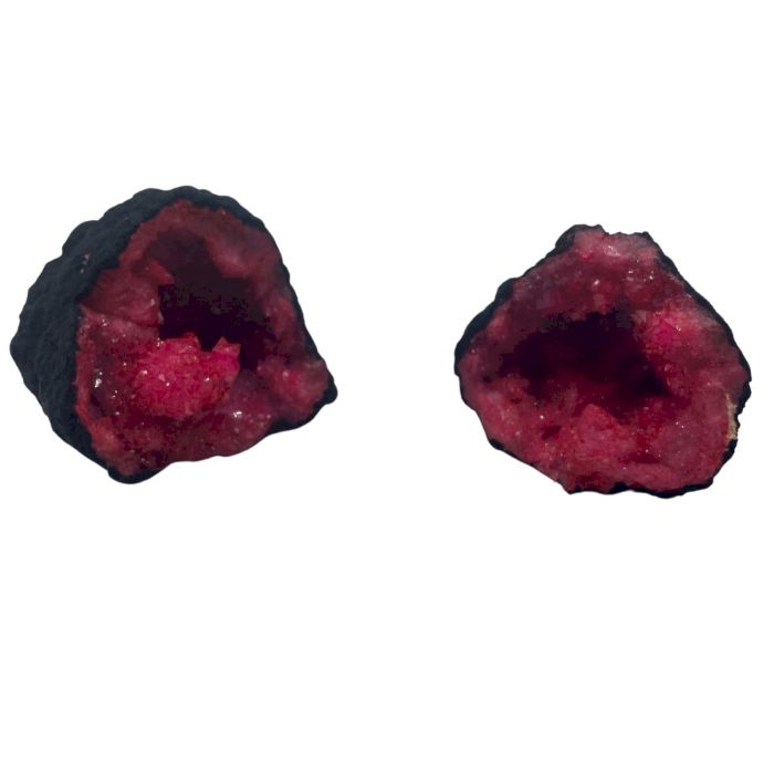 Coloured Calsite Geodes - Black Rock - Dark Red