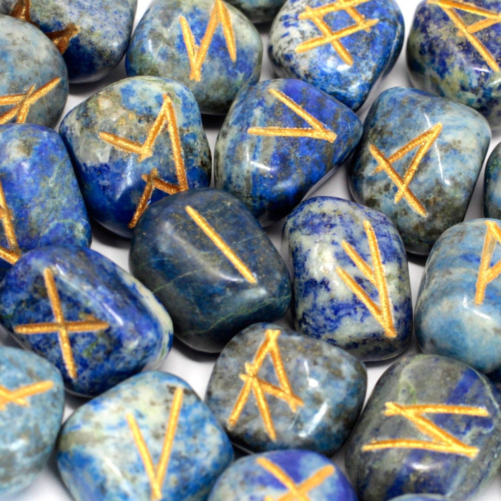 Rune antiche Indiane in Lapislazzuli 🔹 Incise a mano