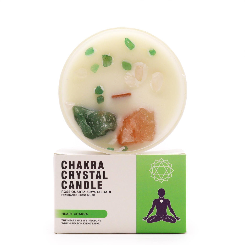 💚 Candela con giada verde e quarzo rosa ✦ Chakra del Cuore ✦ Rose Musk (17h)