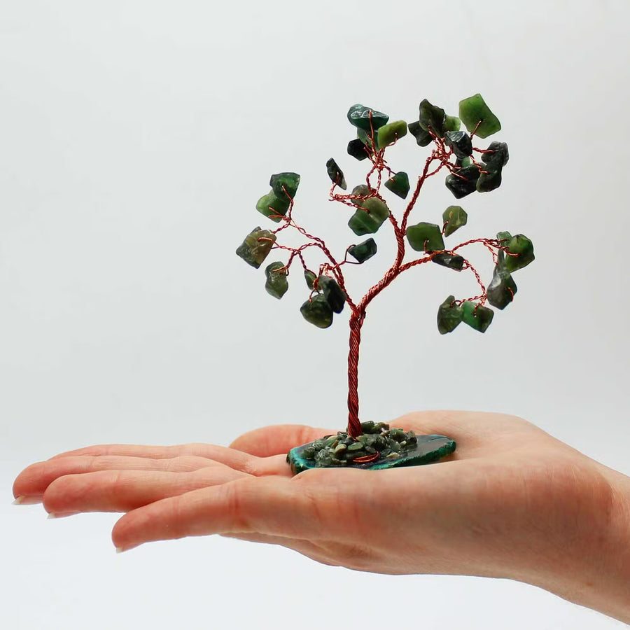 Albero di Pietre Preziose con 100 Avventurina Verde | Crescita, Prosperità e Vitalità